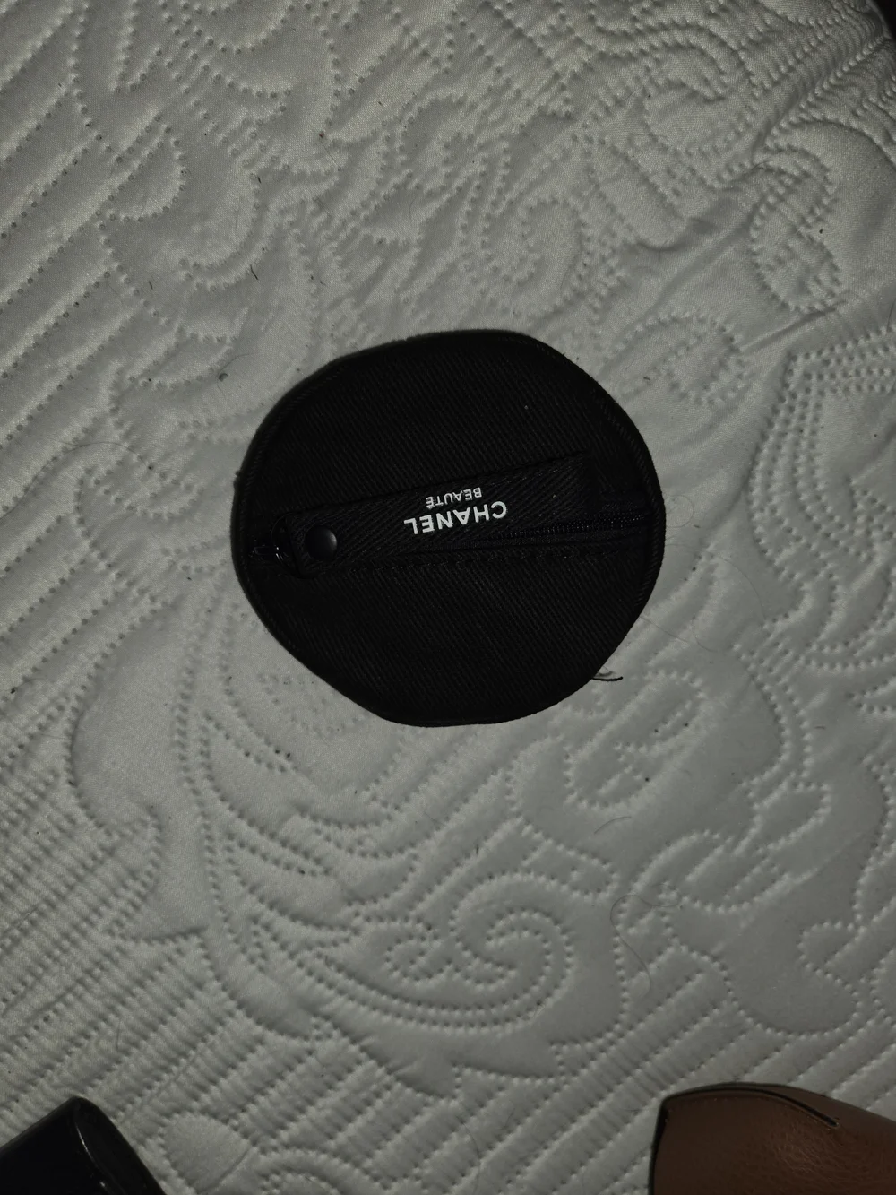 CHANEL Black Round Pouch Coin Case